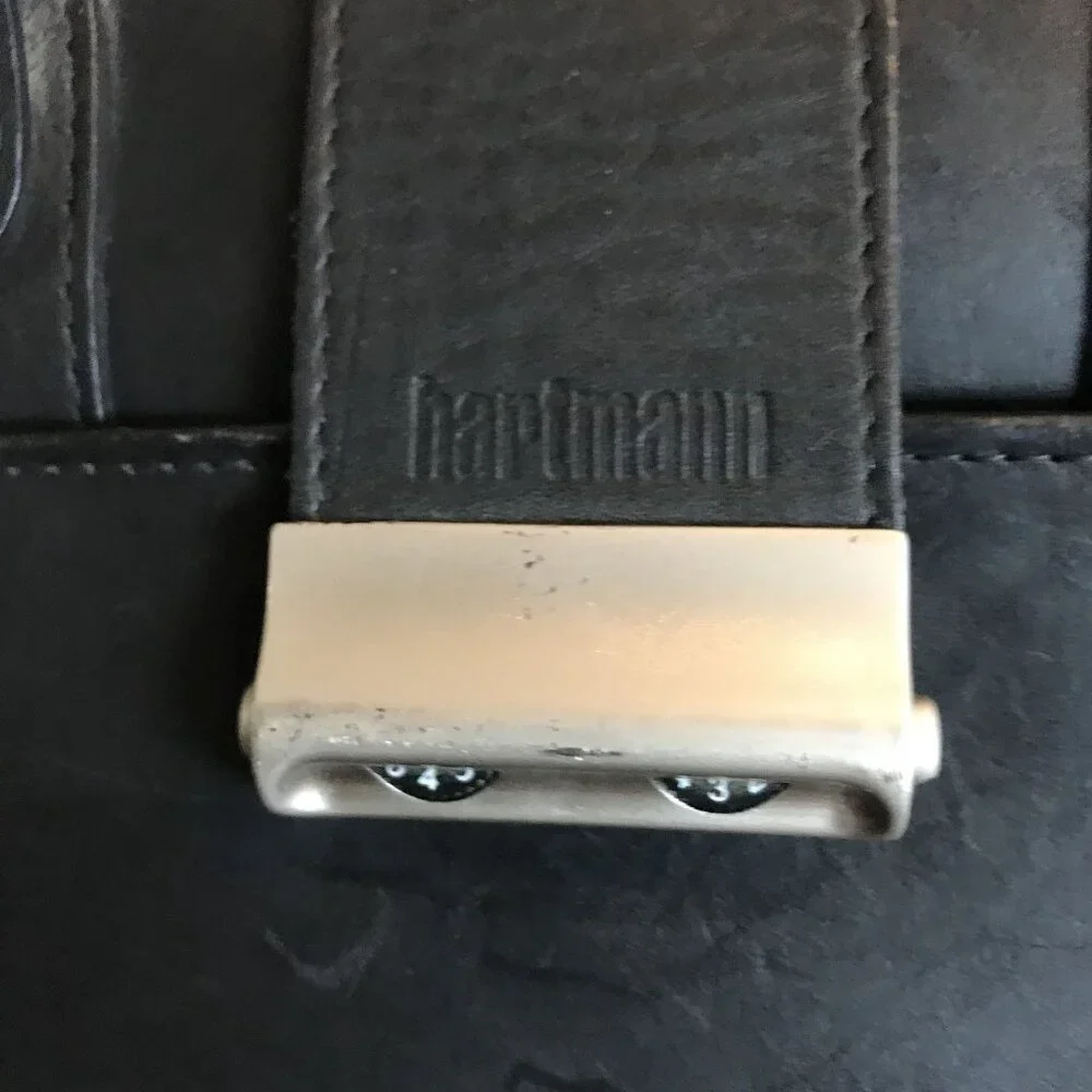 Hartmann Mens Briefcase Classic Black Leather Executive Document Bag 18